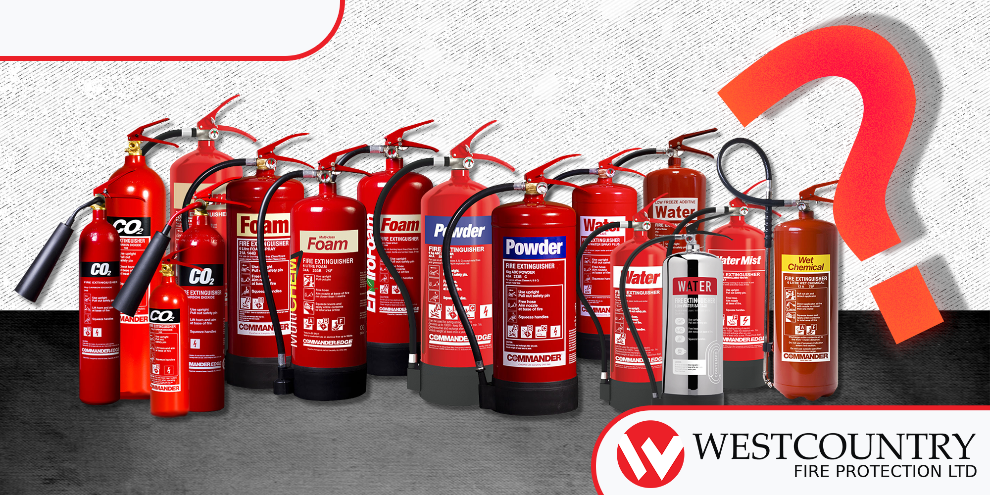 An image showcasing all the different types of extinguishers and their different canisters. Which one does your business need?